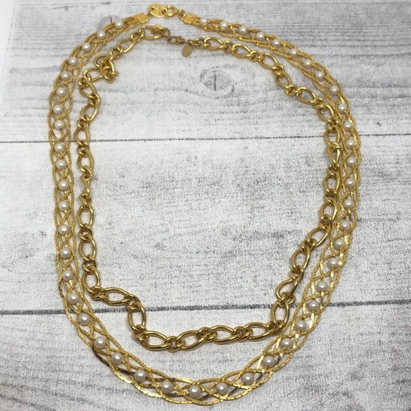 Vintage gold tone costume chain necklaces bundle 2 Monet and Avon layered look. - Picture 1 of 6